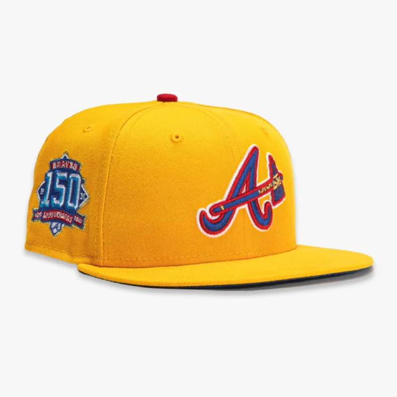 Vintage washed cap for faded cool look -New Era x MLB Ballpark Snacks 'Atlanta Braves 150th Anniversary' 59Fifty Patch Fitted Hat (Hat Club Exclusive)