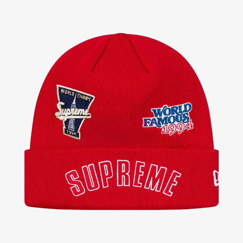 Classic black cap for versatile outfit pairing -Supreme x New Era Beanie 'Championship' Red (FW19)