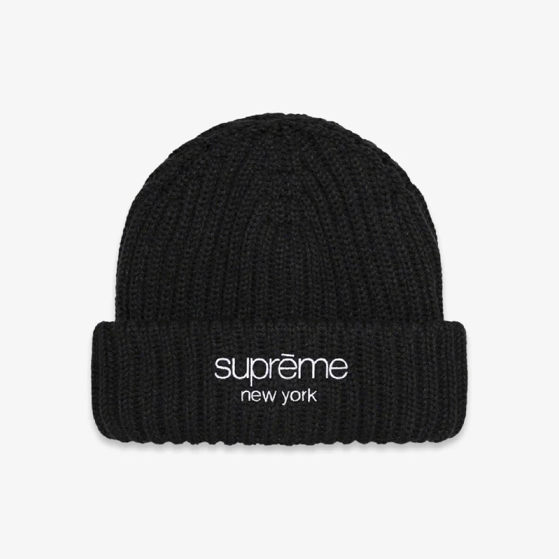 Wool sports cap for chilly game nights -Supreme Beanie 'Ribbed' Black (FW22)