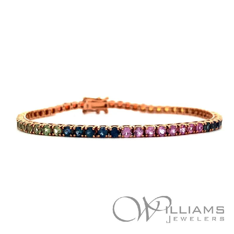 Bangles with interlocking links for uniqueness -Williams Signature 14 Karat Sapphire Bracelet