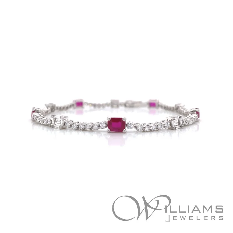 Bracelets with floral sapphire for romantic glow -Williams Signature 14 Karat Ruby Bracelet