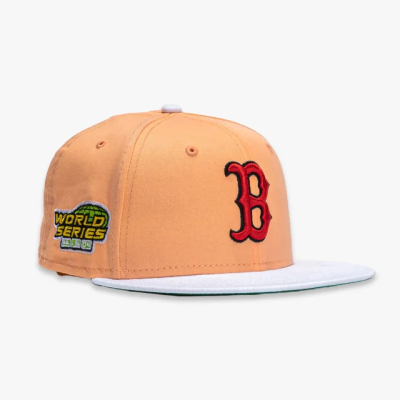 Lightweight cap for summer hiking trails -New Era x MLB Rolling Papers 'Boston Red Sox 2004 World Series' 59Fifty Patch Fitted Hat (Hat Club Exclusive)