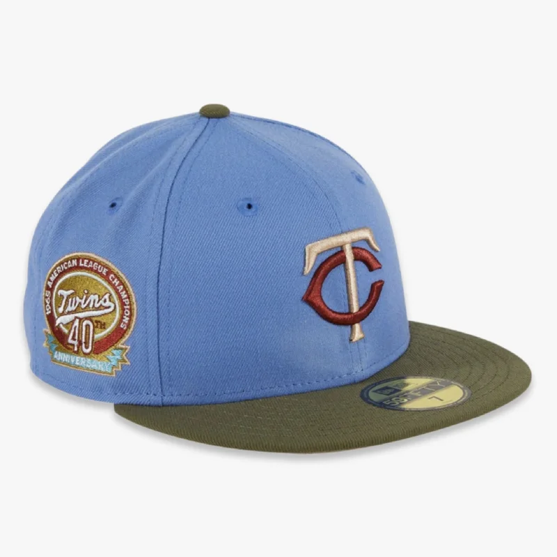 Soft cotton cap with breathable mesh back -New Era x MLB Great Outdoors 'Minnesota Twins 40th Anniversary American League Champions' 59Fifty Patch Fitted Hat (Hat Club Exclusive)