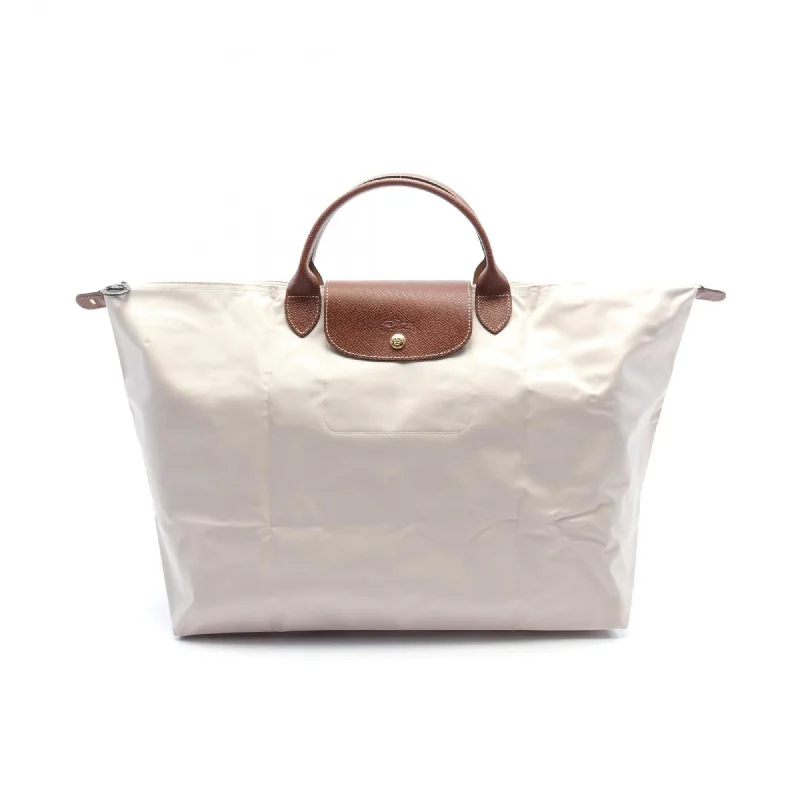 Handle bags with metallic finishes for shine -Longchamp   Nylon Leather Tote Bag