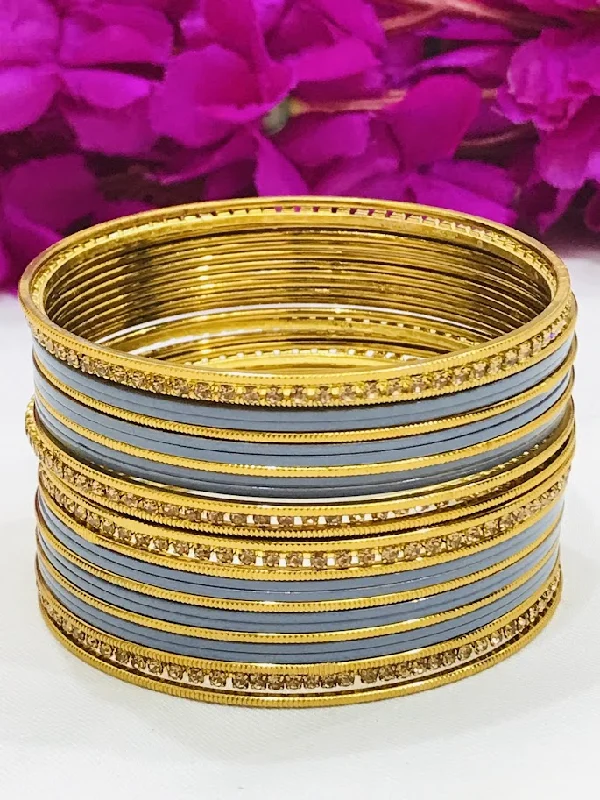 Bangles with twisted metal bands for flair -Alluring Gray Color Smooth Finishing Party Wear Metal Bangles