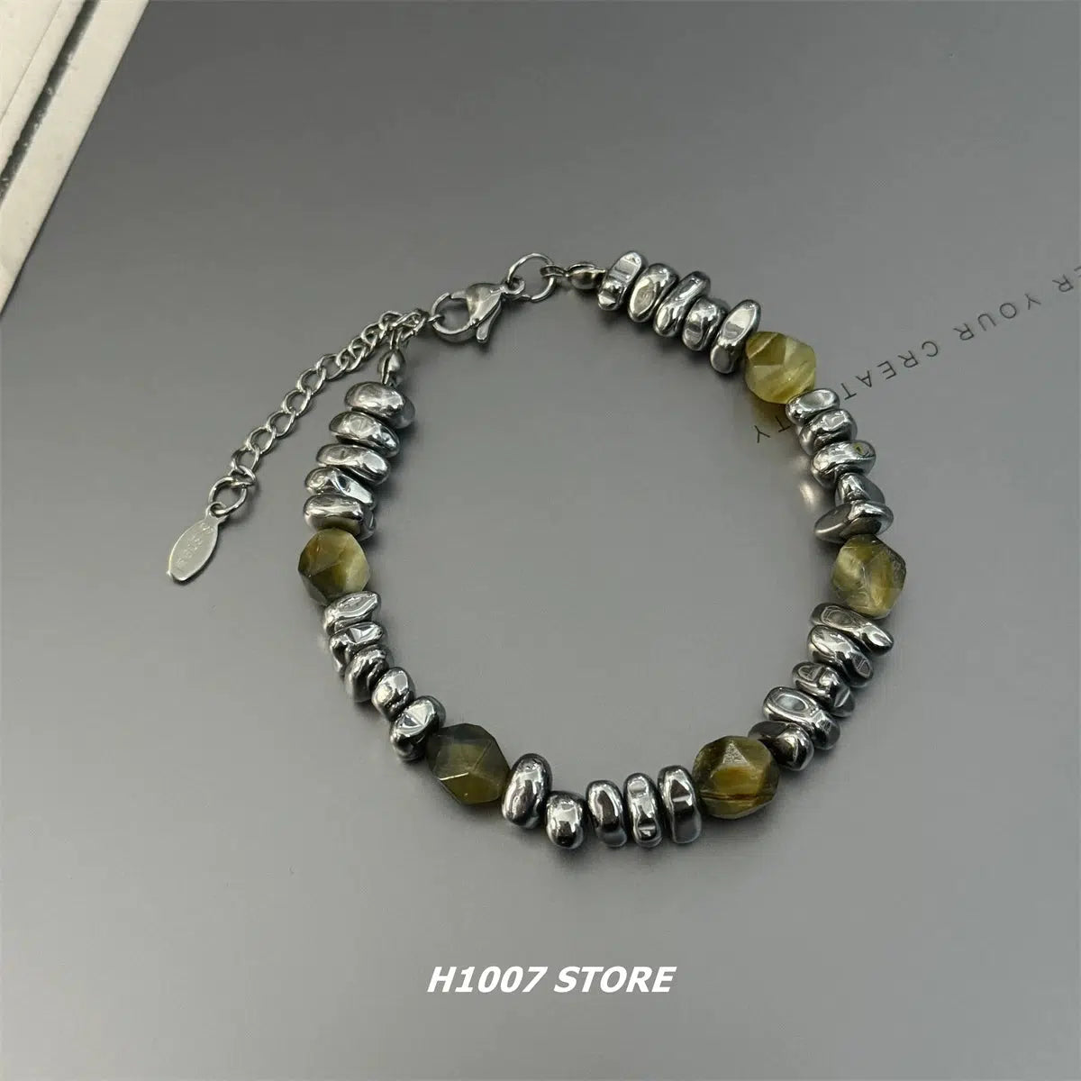 Bracelets with leather wrap for edgy look -Green Stone Beaded Bracelet