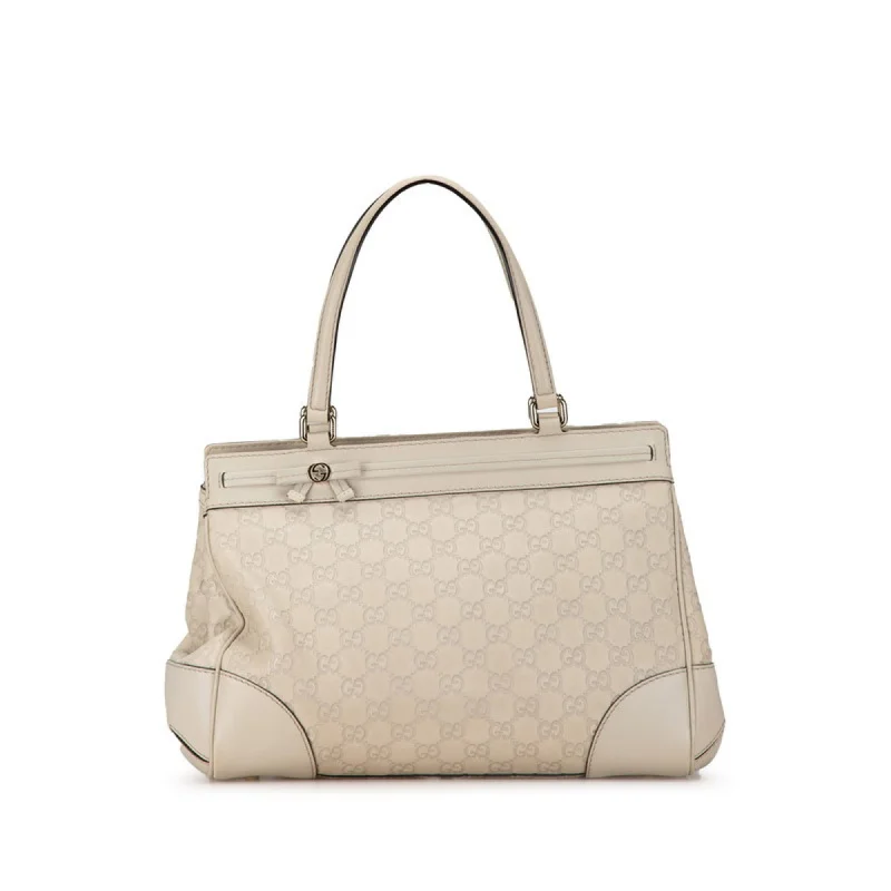 Handle bags with pastel colors for softness -Gucci  ivory Leather Handbag Tote Bag (Pre-Owned)