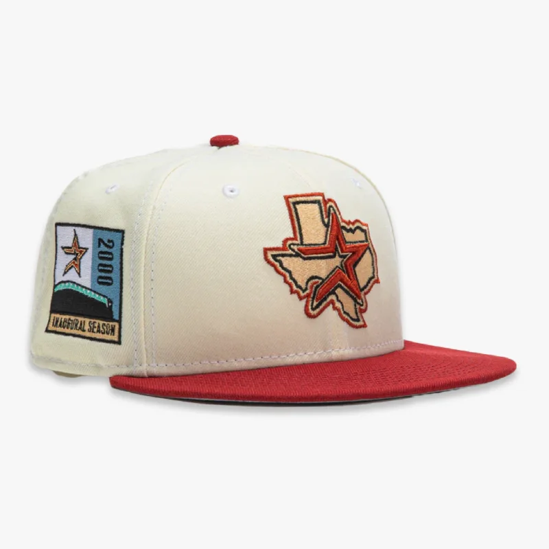 Minimalist cap with small stitched emblem -New Era x MLB White Dome 'Houston Astros 2000 Inaugural Season' 59Fifty Patch Fitted Hat (Hat Club Exclusive)