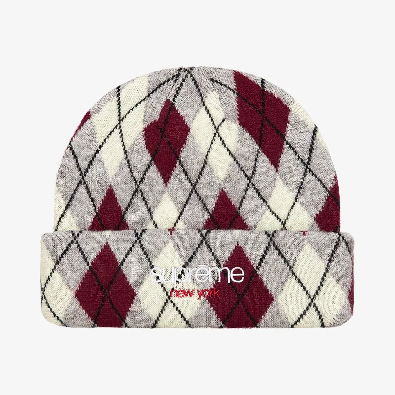 Breathable mesh cap for hot weather comfort -Supreme Argyle Cashmere Beanie Grey (FW21)