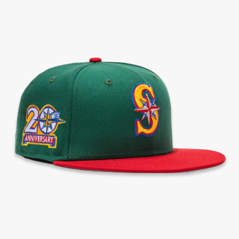 Adjustable strap cap for custom size comfort -New Era x MLB Beer Pack 'Seattle Mariners 20th Anniversary' 59Fifty Patch Fitted Hat (Hat Club Exclusive)