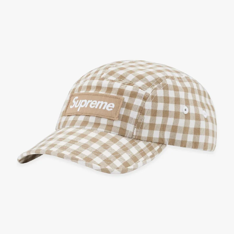 Classic cap with curved bill silhouette -Supreme Camp Cap 'Gingham' Tan (SS23)