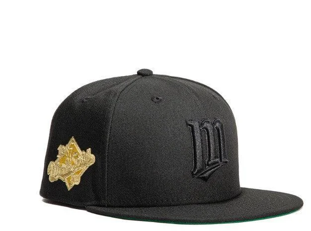 Wool blend cap for cozy fall fashion -New Era x MLB Gold Digger 'Minnesota Twins 1987 World Series' 59Fifty Patch Fitted Hat (Hat Club Exclusive)