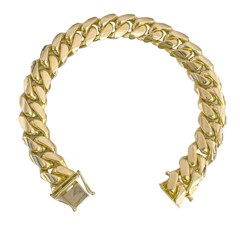 Bangles with claw-set tourmaline for vibrancy -14k Yellow Gold Miami Cuban Link 11.40mm Bracelet 7.5" 82.2g w/ Box Clasp