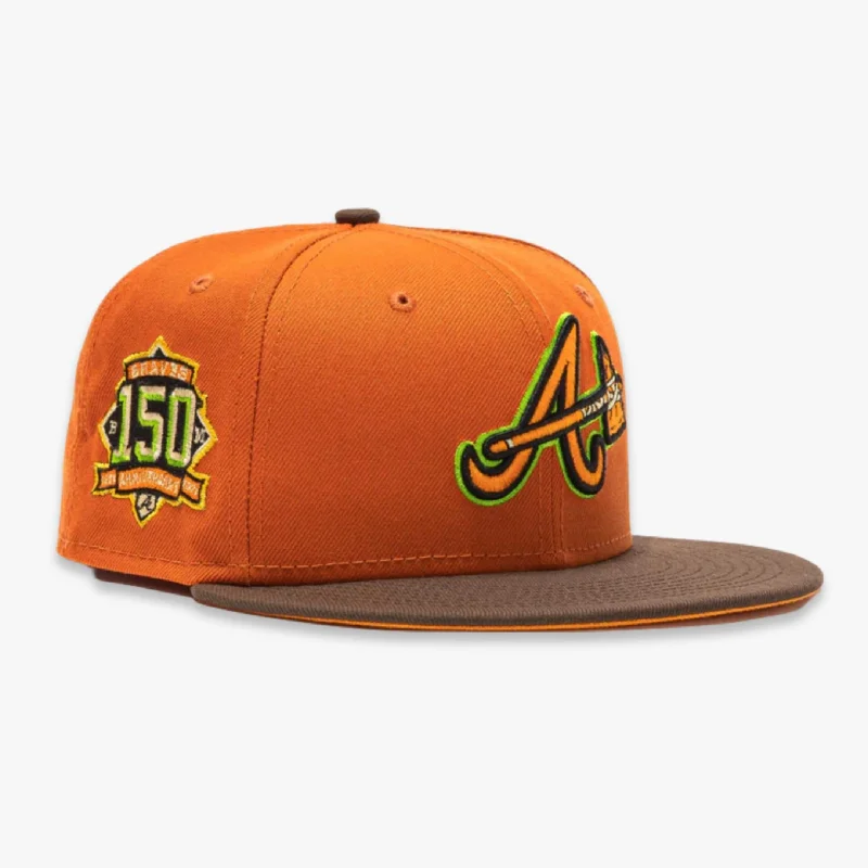 Durable canvas cap for rugged outdoor use -New Era x MLB Beer Pack 'Atlanta Braves 150th Anniversary' 59Fifty Patch Fitted Hat (Hat Club Exclusive)