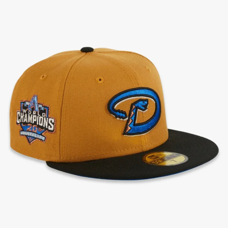 Classic black cap for versatile outfit pairing -New Era x MLB Ancient Egypt 'Arizona Diamondbacks 20th Anniversary World Champions' 59Fifty Patch Fitted Hat (Hat Club Exclusive)