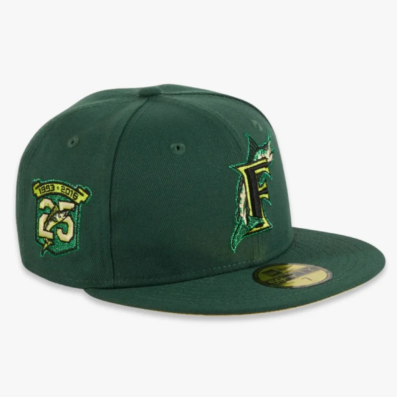 Adjustable trucker cap for outdoor summer fun -New Era x MLB Crocodile 'Miami Marlins 25th Anniversary' 59Fifty Patch Fitted Hat (Hat Club Exclusive)