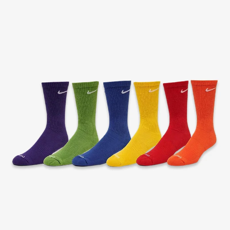 Sports cap with moisture-wicking fabric tech -Nike Everyday Plus Cushioned High Training Crew Socks (6 Pack) Multi-Color / Rainbow SX6897-903