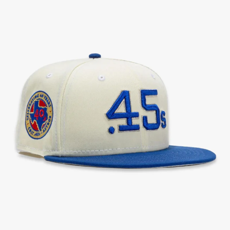 Retro cap with 80s-inspired color blocks -New Era x MLB Beer Pack 'Houston Astros Colt .45s Celebrating 40 Years' 59Fifty Patch Fitted Hat (Hat Club Exclusive)