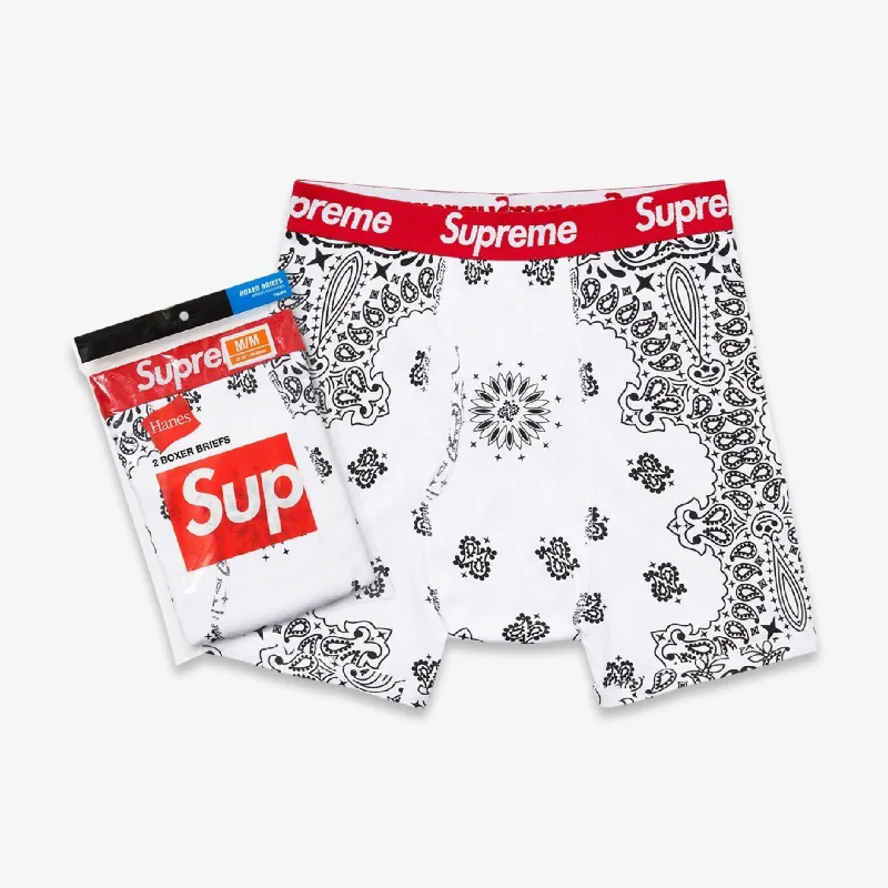 Classic black cap for versatile outfit pairing -Supreme x Hanes Boxer Briefs 'Bandana' (2 Pack) White (FW22)