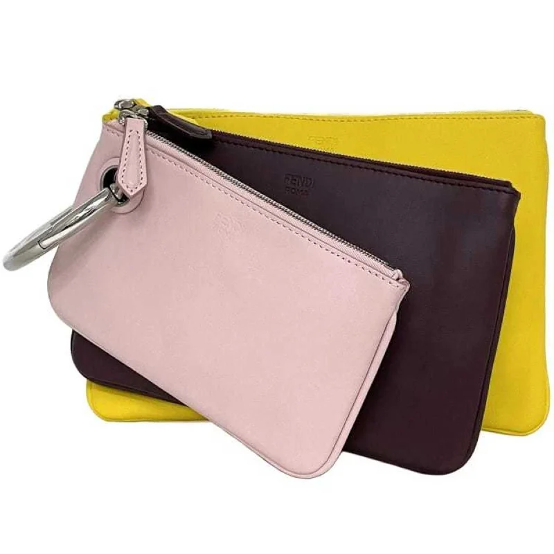 Handle bags with lightweight fabric for ease -Fendi  pink yellow Leather Clutch Bag (Pre-Owned)