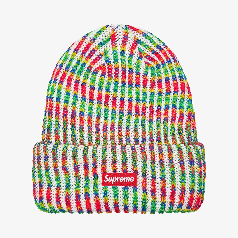 Adjustable trucker cap for outdoor summer fun -Supreme Rainbow Knit Loose Gauge Beanie White (FW21)