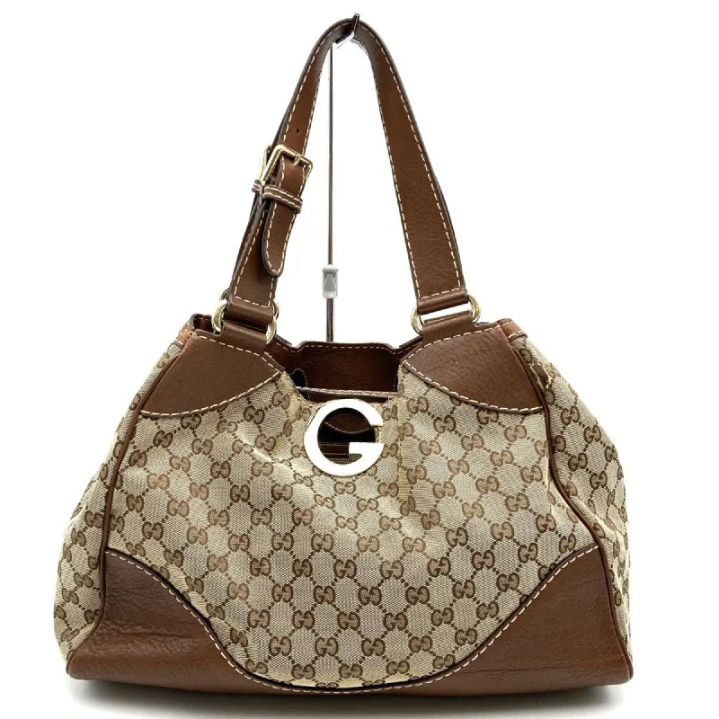 Handle bags with quilted leather for luxury -Gucci  Gg Canvas Leather Handbag Tote Bag (Pre-Owned)