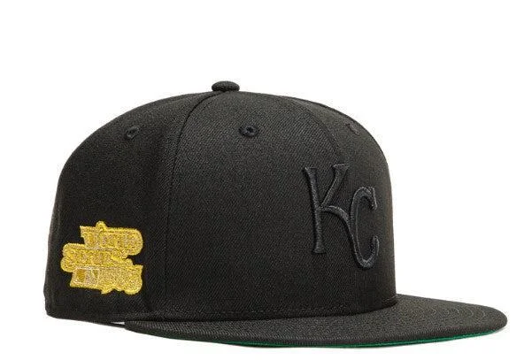 Retro striped cap for vintage sporty vibes -New Era x MLB Gold Digger 'Kansas City Royals 1985 World Series' 59Fifty Patch Fitted Hat (Hat Club Exclusive)