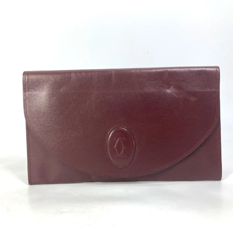 Handle bags with wide openings for access -Cartier  Leather Clutch Bag (Pre-Owned)