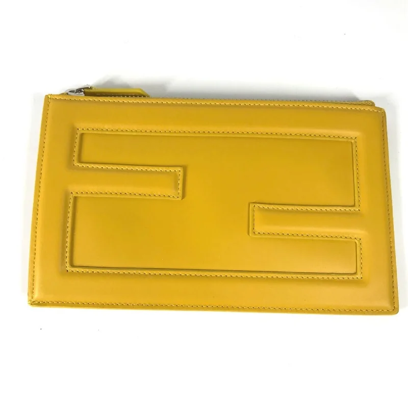 Vegan leather handle bags for eco-friendly chic -Fendi  Leather Clutch Bag Pouch (Pre-Owned)