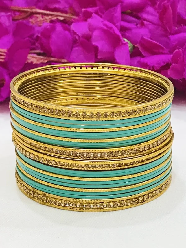 Silver bangles with polished mirror finish shine -Dazzling Sky Blue Color Smooth Finishing Metal Bangles For Women