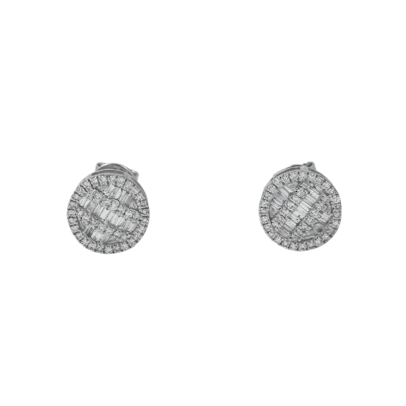 Best hoop earrings with intricate beaded details for a textured, stylish appearance-10K GOLD BAGUETTE AND ROUND DIAMOND CLUSTER CIRCLE SHAPE EARRINGS 0.43 CTW