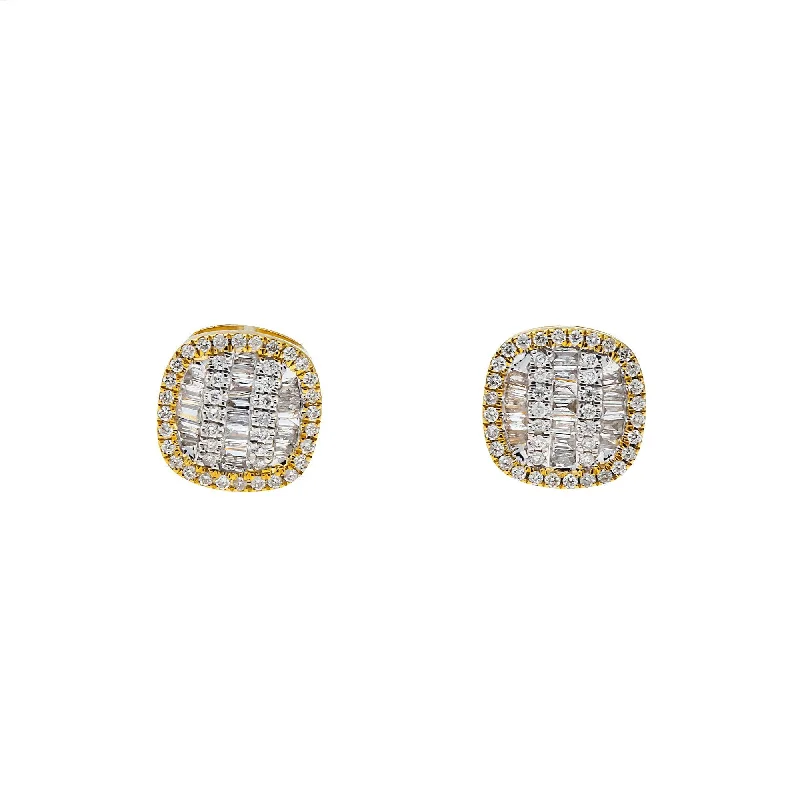 Best hoop earrings with gold for a luxurious and timeless look-10K GOLD BAGUETTE AND ROUND DIAMOND EARRINGS 0.37 CTW