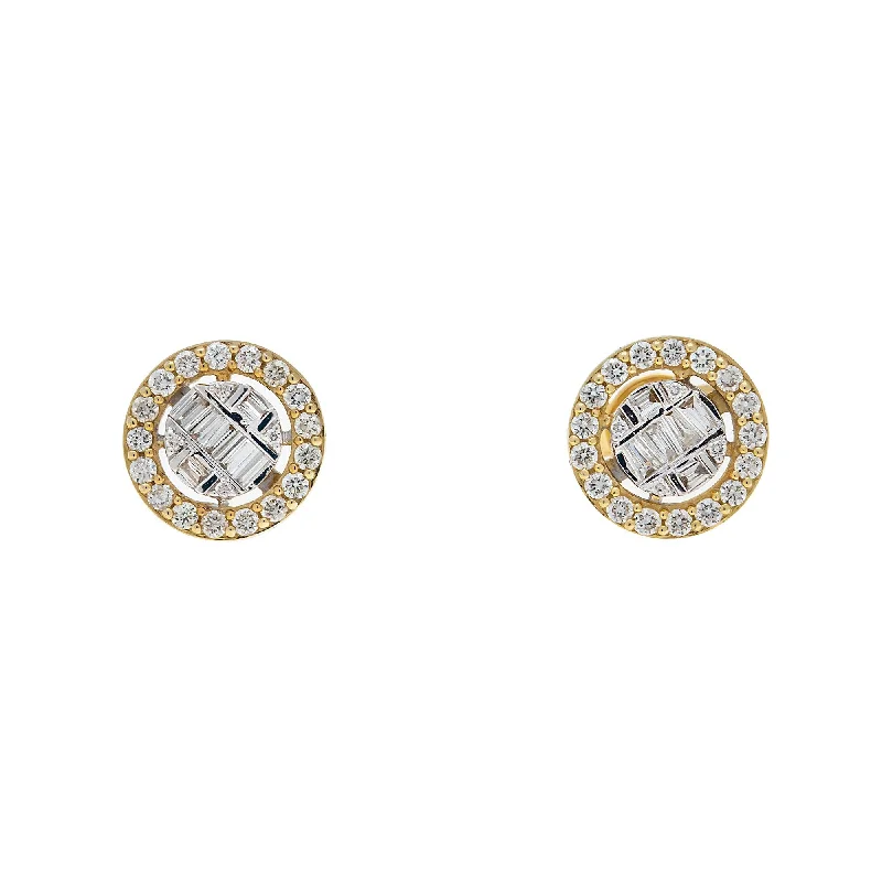 Hoop earrings with faceted crystals for added sparkle and shine-10K GOLD BAGUETTE DIAMOND CIRCLE EARRINGS 0.58 CTW