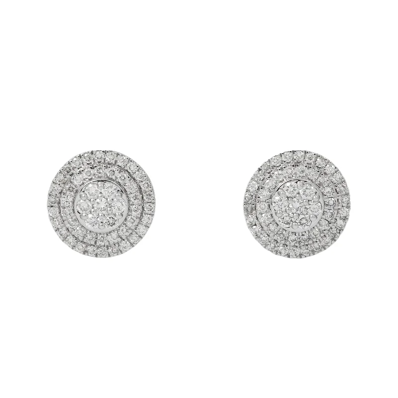 Best hoop earrings with vintage coins for a retro, antique-inspired style-10K GOLD ROUND DIAMOND CLUSTER CIRCLE SHAPE EARRINGS 0.96 CTW