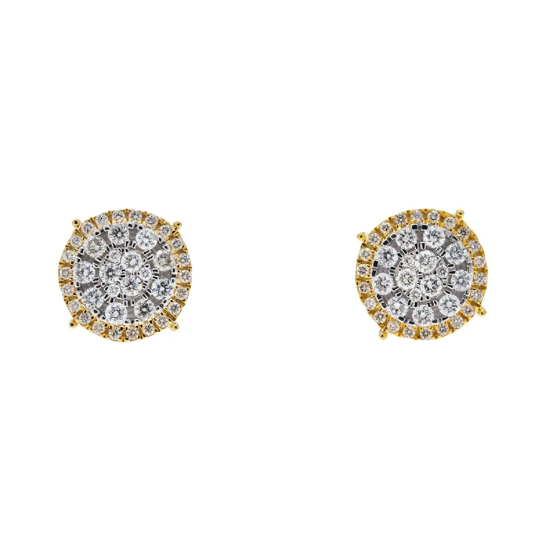 Hoop earrings with heart-shaped frames for a romantic and feminine look-10K GOLD ROUND DIAMOND CLUSTER EARRINGS 0.72 CTW