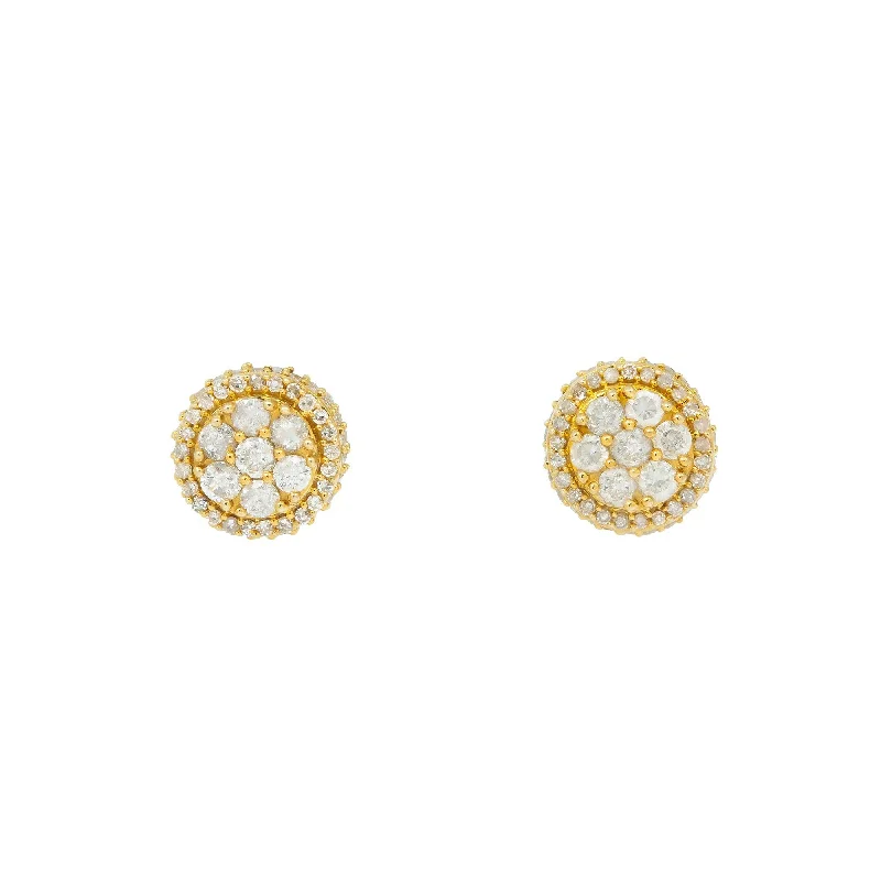 Best hoop earrings with satin ribbons for a soft, feminine appearance-10K GOLD ROUND DIAMOND CLUSTER EARRINGS 0.93 CTW