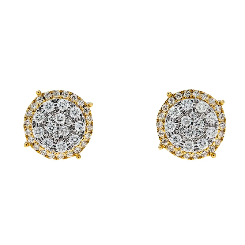 Hoop earrings with faceted crystals for added sparkle and shine-10K GOLD ROUND DIAMOND CLUSTER EARRINGS 1.19 CTW