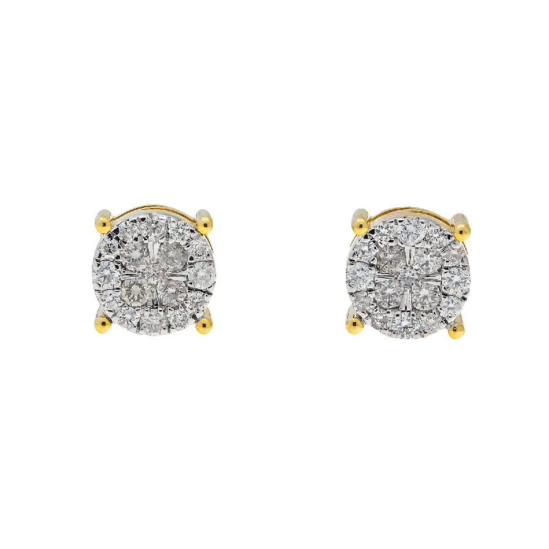 Best hoop earrings with gold-plated finishes for an affordable luxury vibe-10K GOLD ROUND DIAMOND CLUSTER EARRINGS 1.22 CTW