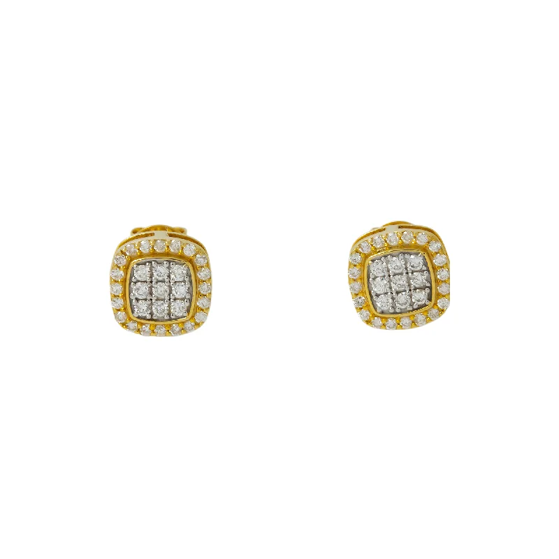 Best hoop earrings with vintage coins for a retro, antique-inspired style-10K GOLD ROUND DIAMOND CLUSTER SQUARE SHAPE EARRINGS 0.46 CTW