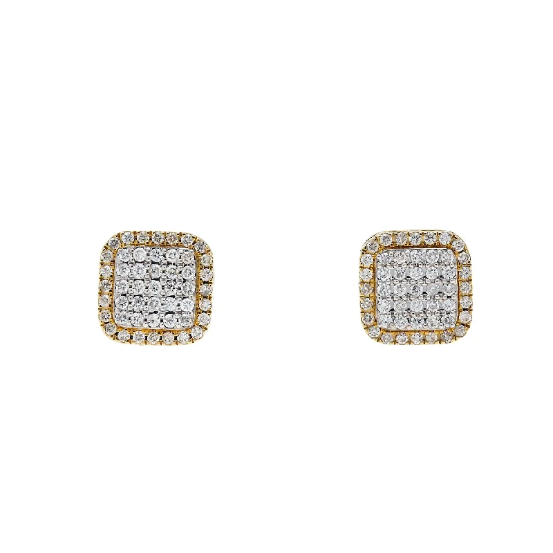 Best hoop earrings with custom designs for a personalized, unique accessory-10K GOLD ROUND DIAMOND SQUARE EARRINGS 0.49 CTW