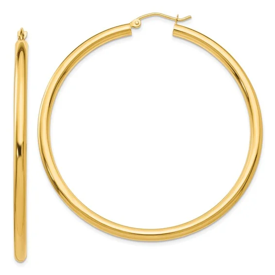 Best hoop earrings with stacked layers for a dimensional and bold look-14K 3MM Large Tube Hoop Earrings