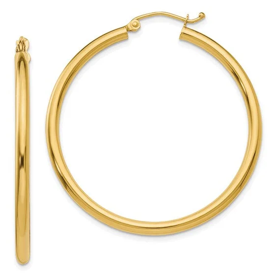 Hoop earrings with floral motifs for a feminine and nature-inspired look-14K Gold 2.5MM Large Tube Hoop Earrings