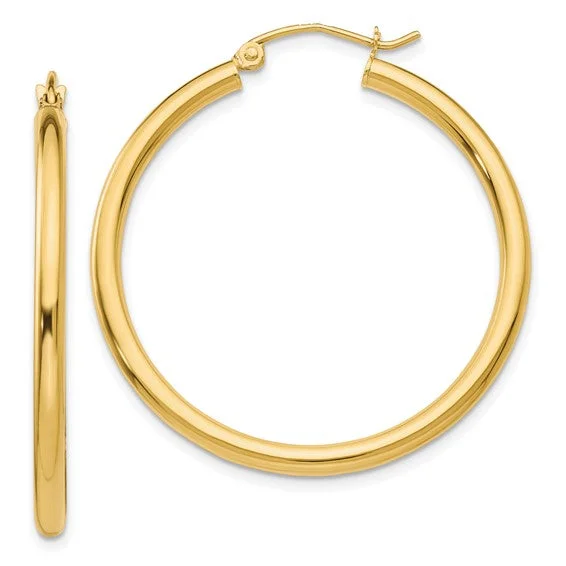 Best hoop earrings with tribal designs for a cultural and exotic aesthetic-14K Gold 2.5MM Medium Tube Hoop Earrings