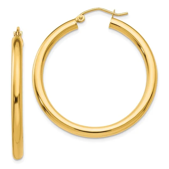 Best hoop earrings with blackened metal for an edgy and bold appearance-14K Gold 3MM Medium Tube Hoop Earrings