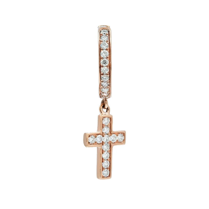 Best hoop earrings with oval shapes for a unique and elongated design-14K GOLD DIAMOND DANGLING CROSS EARRINGS 0.55 CTW