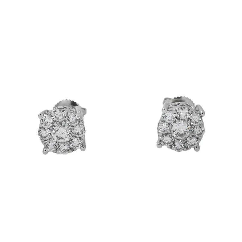 Hoop earrings with textured finishes for a vintage and classic style-14K GOLD ROUND DIAMOND CLUSTER EARRINGS 1.50 CTW