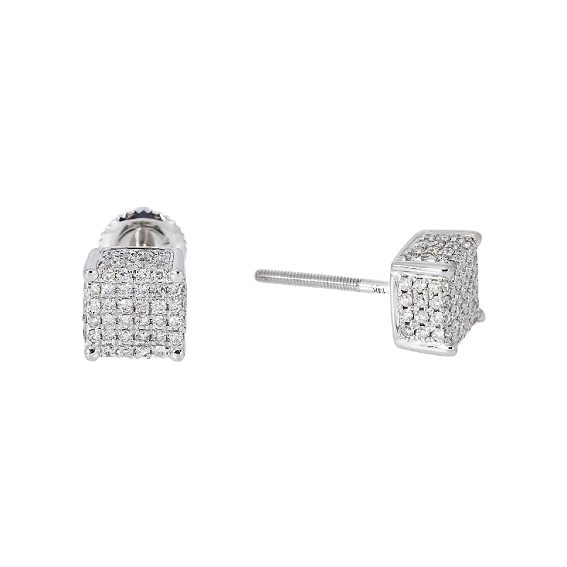 Best hoop earrings with asymmetrical designs for a fashion-forward, avant-garde look-14K GOLD ROUND DIAMOND CLUSTER SQUARE EARRINGS 0.68 CTW