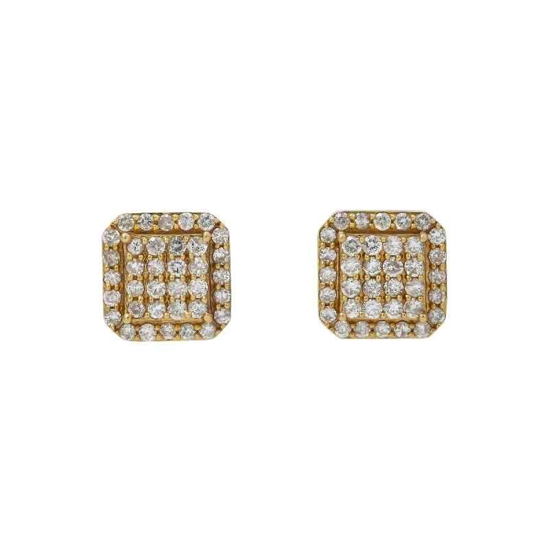 Best hoop earrings with snake-inspired designs for an edgy and fierce vibe-14K GOLD ROUND DIAMOND CLUSTER SQUARE SHAPE EARRINGS 1.31 CTW