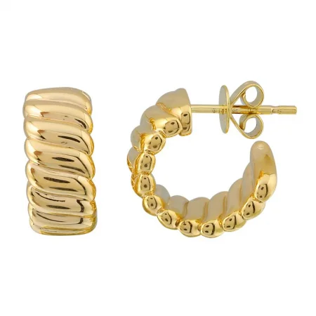 Hoop earrings with a chunky design for a bold and trendy statement-14K Gold Textured Hoop Earrings