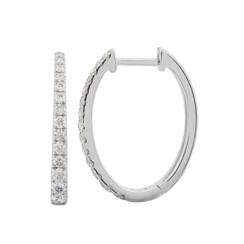 Hoop earrings with open designs for a modern, lighthearted vibe-14K Oval Diamond Hoops